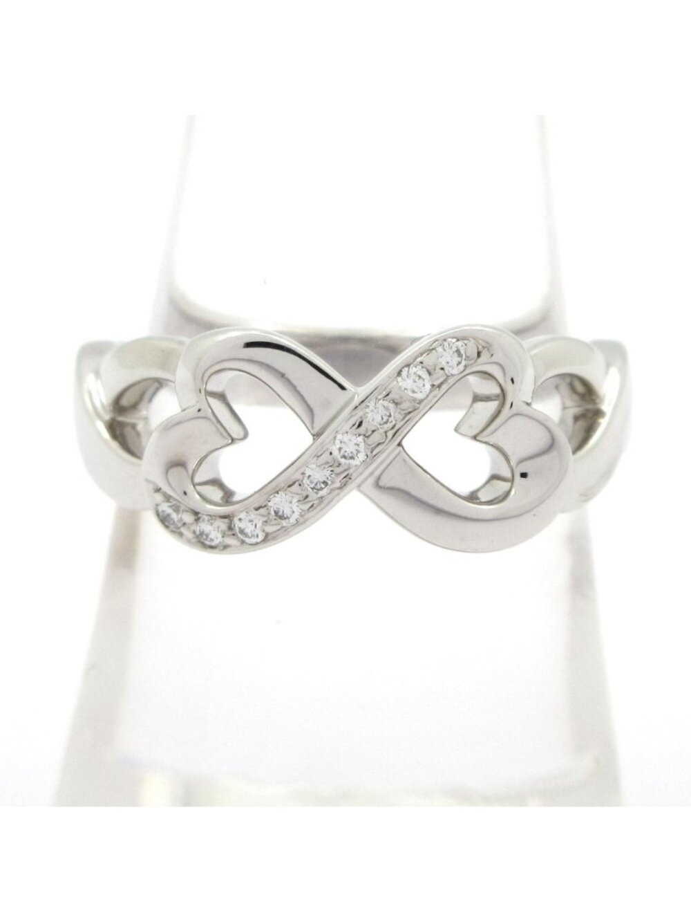 Tiffany & Co Ring Double Loving Heart 18k White Gold Diamond